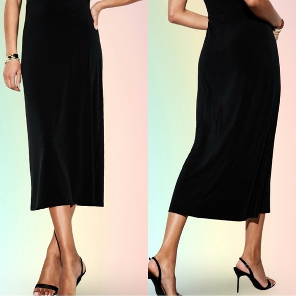 NWTS💓THE OCCASION M💓ELITE OLD NAVY LINE LUSTROUS BLACK ONE SHOULDER MIDI DRESS - Picture 6 of 14